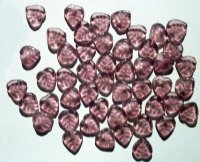 50 9mm Transparent Light Amethyst Leaf Beads